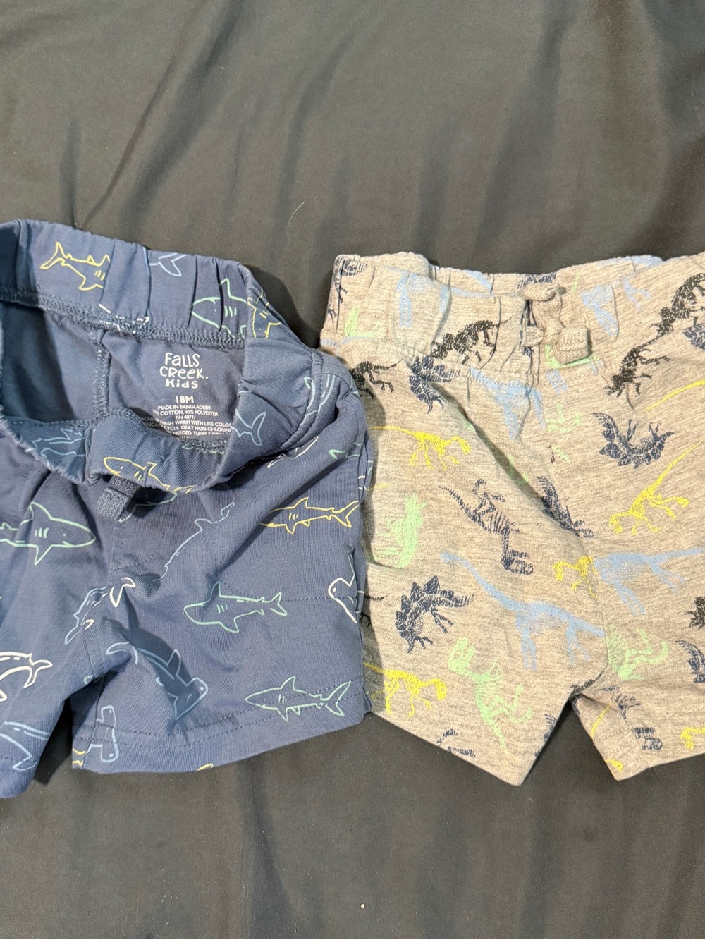 2pack falls Creek Navy Shark & Heather Gray Dino Shorts
